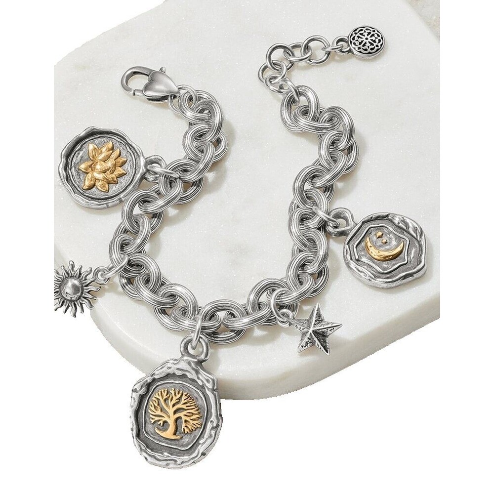 NWT BRIGHTON Ferrara silver charm bracelet designer 2-tone $118 reversible coins